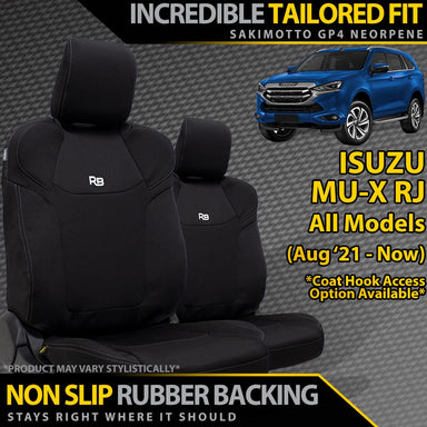 Isuzu MU-X RJ Neoprene 2x Front Seat Covers (In Stock)-Razorback 4x4