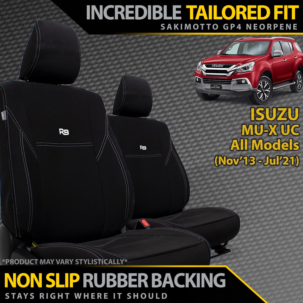 Isuzu MU-X UC Neoprene 2x Front Seat Covers (Available)-Razorback 4x4