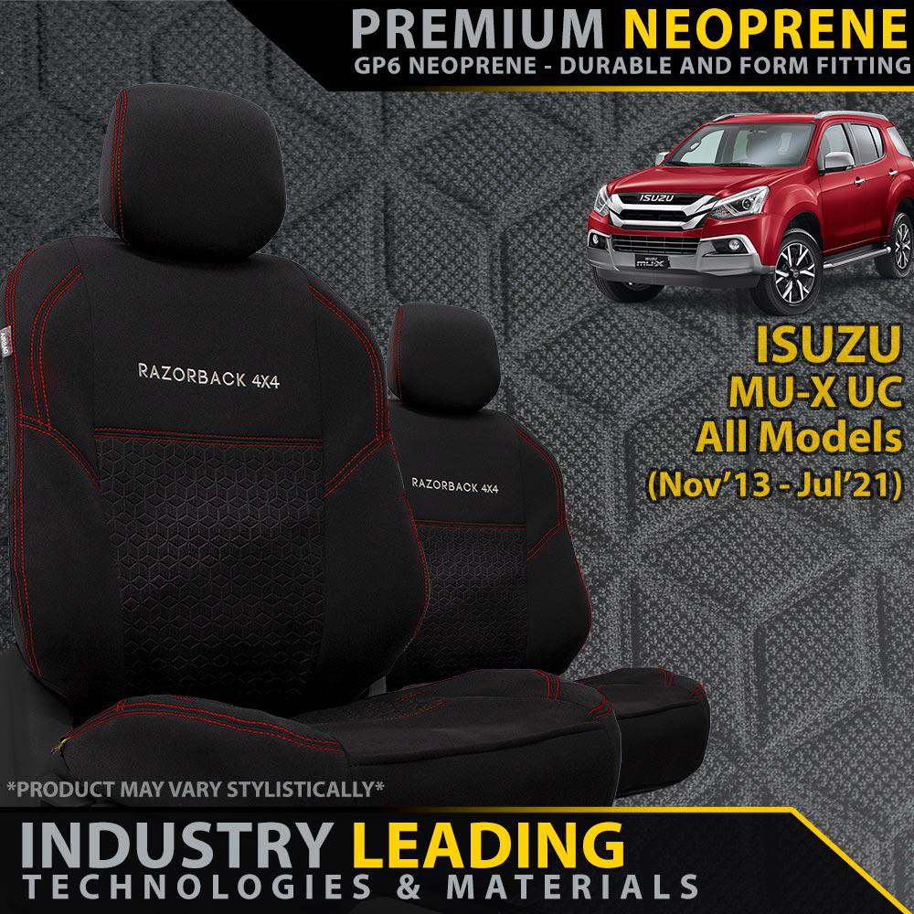 Isuzu MU-X UC Premium Neoprene 2x Front Seat Covers (Made to Order)-Razorback 4x4