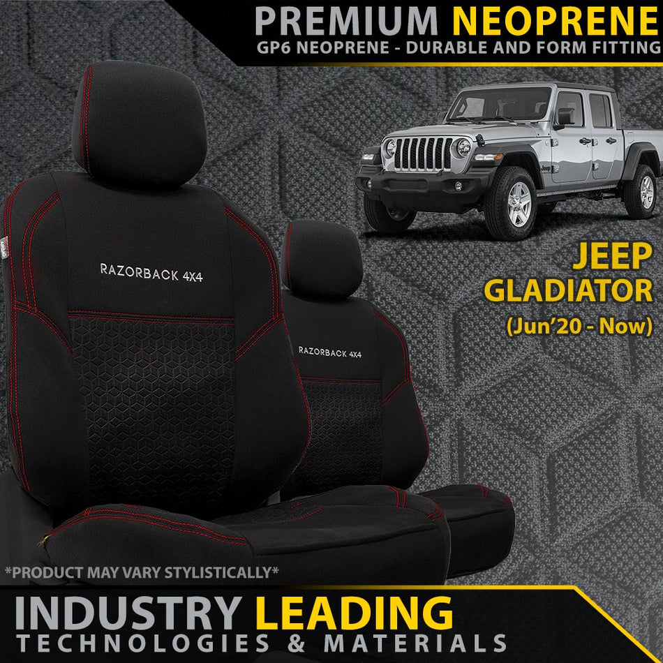 Jeep Gladiator Premium Neoprene 2x Front Row Seat Covers (Made to Order)-Razorback 4x4
