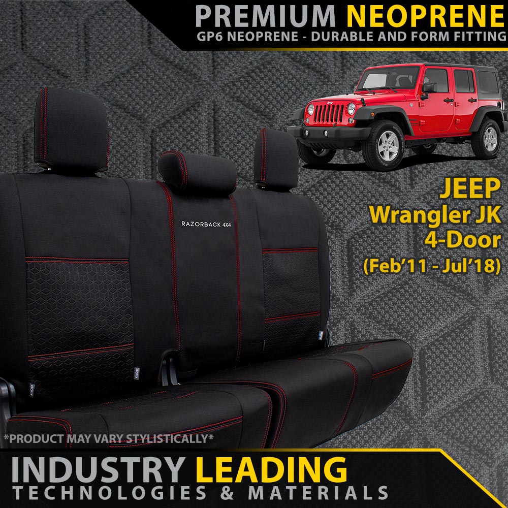Jeep Wrangler JK 4-Door Premium Neoprene Rear Row Seat Covers (Made to Order)-Razorback 4x4