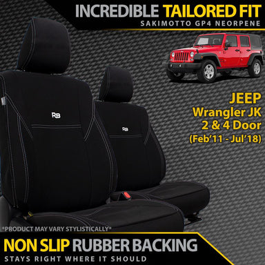 Jeep Wrangler JK Neoprene 2x Front Seat Covers (In Stock)-Razorback 4x4