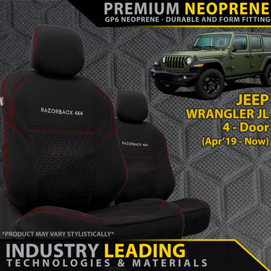 Jeep Wrangler JL Premium Neoprene 2x Front Seat Covers (Made to Order)-Razorback 4x4