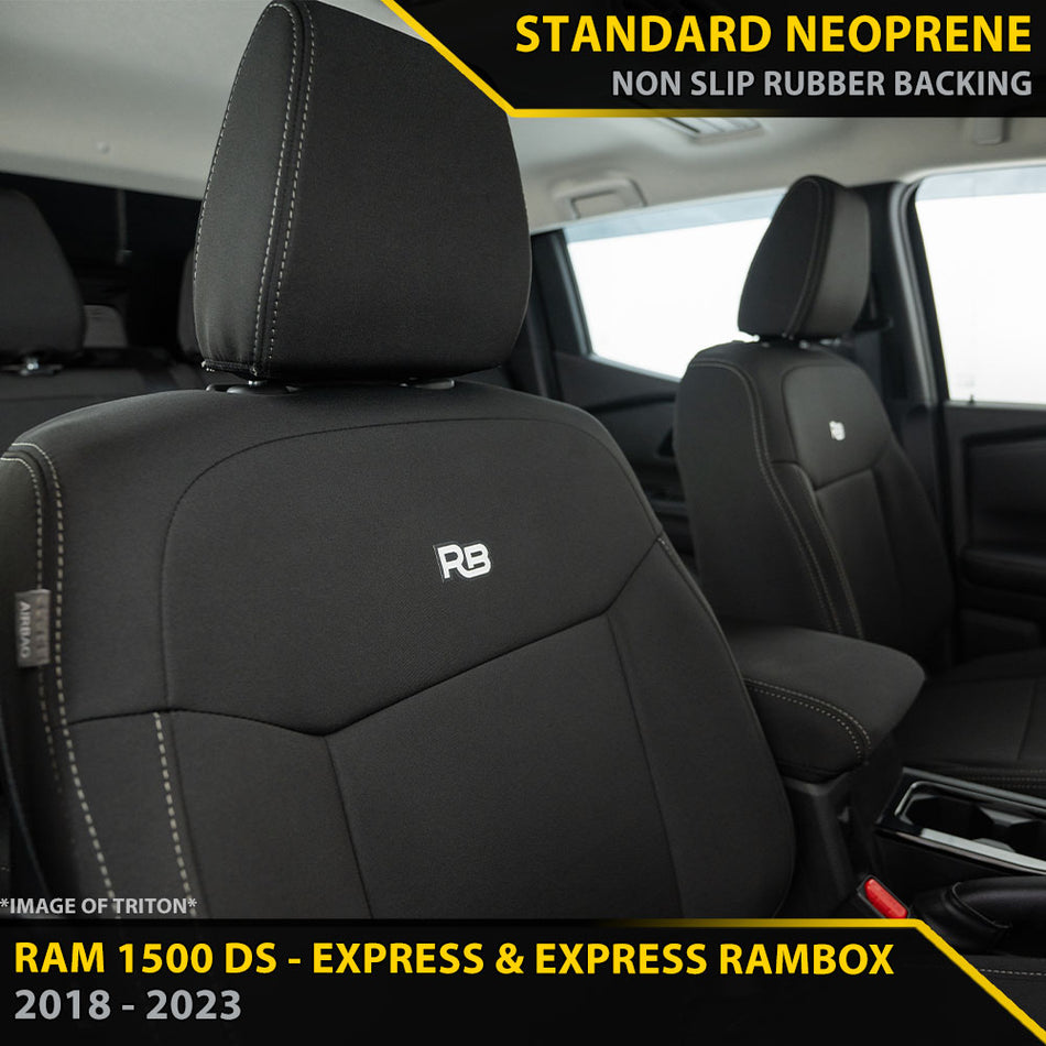 Dodge Ram 1500 DS Express & Express RamBox GP4 Neoprene 2x Front Seat Covers (Made to Order)-Razorback 4x4