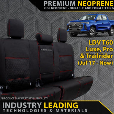 LDV T60 Premium Neoprene Rear Row Seat Covers (Made to Order)-Razorback 4x4