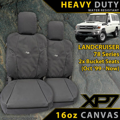 Landcruiser 78 Series (2x Buckets) XP7 Heavy Duty Canvas 2x Front Row Seat Covers (Made to Order)-Razorback 4x4