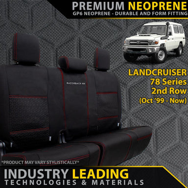Landcruiser 78 Series Premium Neoprene Rear Row Seat Covers (Made to Order)-Razorback 4x4