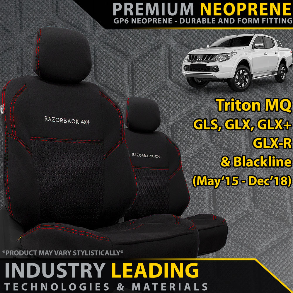 Mitsubishi Triton MQ Premium Neoprene 2x Front Seat Covers (Available)