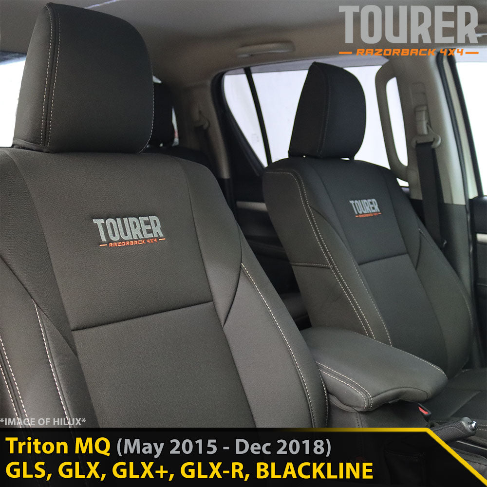 Mitsubishi Triton MQ Tourer 2x Front Row Seat Covers (In Stock)-Razorback 4x4