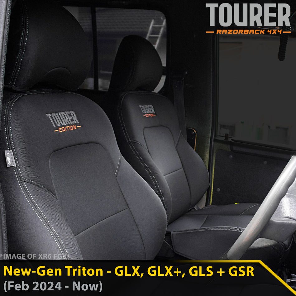 Mitsubishi New-Gen Triton GP9 Tourer 2x Front Row Seat Covers (Made to Order)-Razorback 4x4
