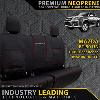 Mazda BT-50 UN Premium Neoprene 100% Rear Bench Seat Covers (Made to Order)-Razorback 4x4