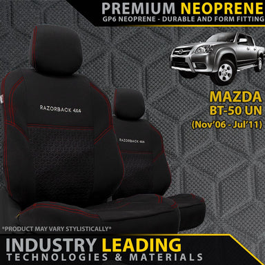 Mazda BT-50 UN Premium Neoprene 2x Front Seat Covers (Made to Order)-Razorback 4x4