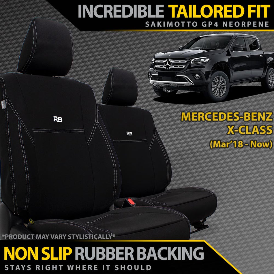 Mercedes-Benz X-Class Neoprene 2x Front Seat Covers (In Stock)-Razorback 4x4