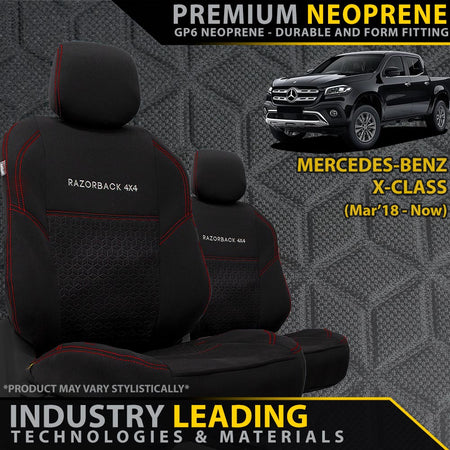 Mercedes-Benz X-Class Premium Neoprene 2x Front Seat Covers (Made to Order)-Razorback 4x4