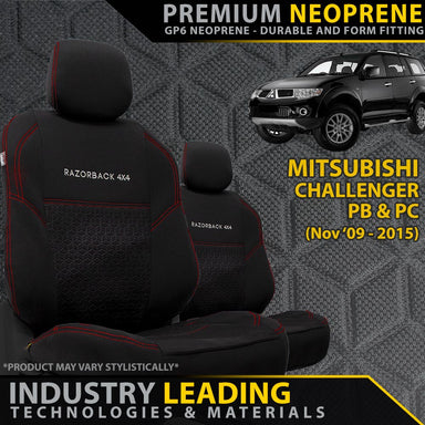 Mitsubishi Challenger PB & PC Premium Neoprene 2x Front Seat Covers (Made to Order)-Razorback 4x4