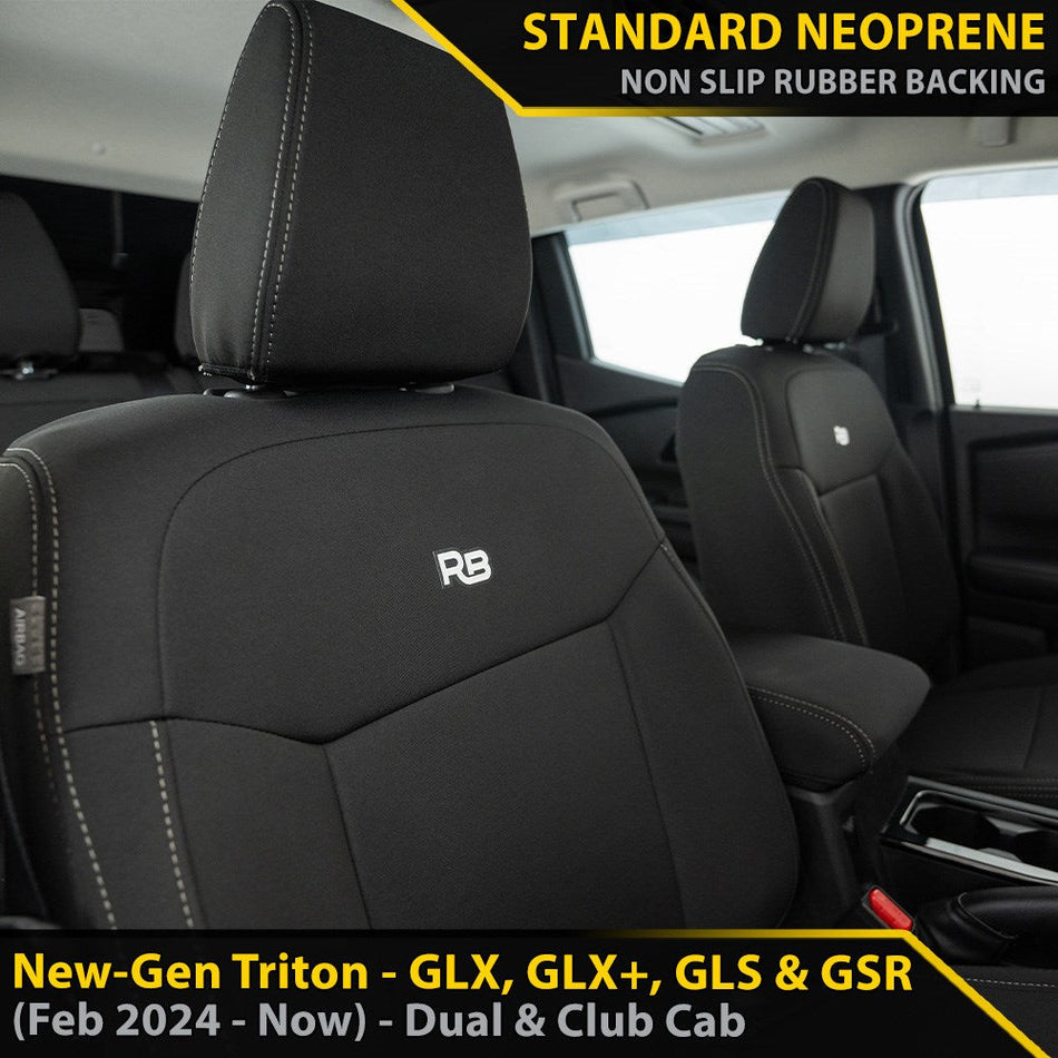 Mitsubishi New-Gen Triton GP4 Neoprene 2x Front Row Seat Covers (In Stock)-Razorback 4x4