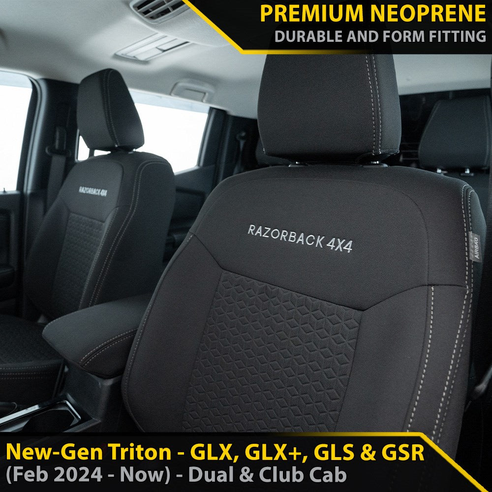 Mitsubishi New-Gen Triton - GP6 Premium Neoprene 2x Front Row Seat Cov ...