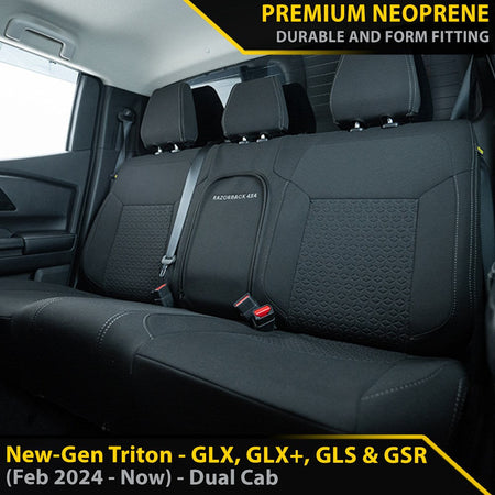 Mitsubishi New-Gen Triton GP6 Premium Neoprene Rear Row Seat Covers (Available)-Razorback 4x4