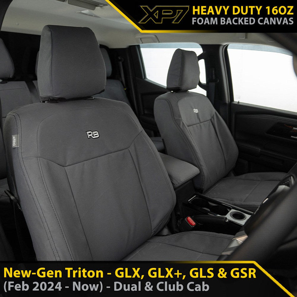 Mitsubishi New-Gen Triton XP7 Heavy Duty Canvas 2x Front Seat Covers (Made to Order)-Razorback 4x4
