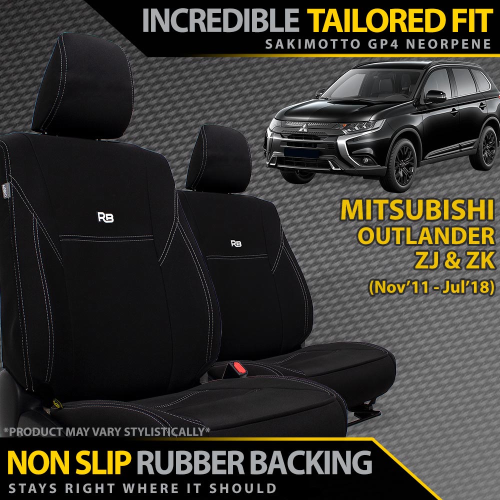 Mitsubishi Outlander ZJ & ZK Neoprene 2x Front Row Seat Covers (Made to Order)-Razorback 4x4