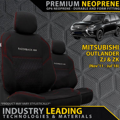 Mitsubishi Outlander ZJ & ZK Premium Neoprene 2x Front Row Seat Covers (Made to Order)-Razorback 4x4