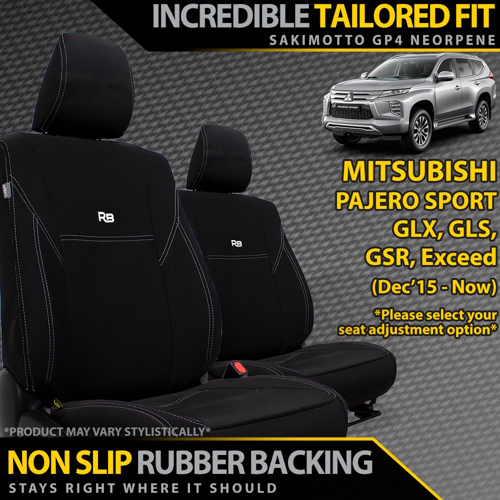 Mitsubishi Pajero Sport Neoprene 2x Front Seat Covers (Made to Order)-Razorback 4x4
