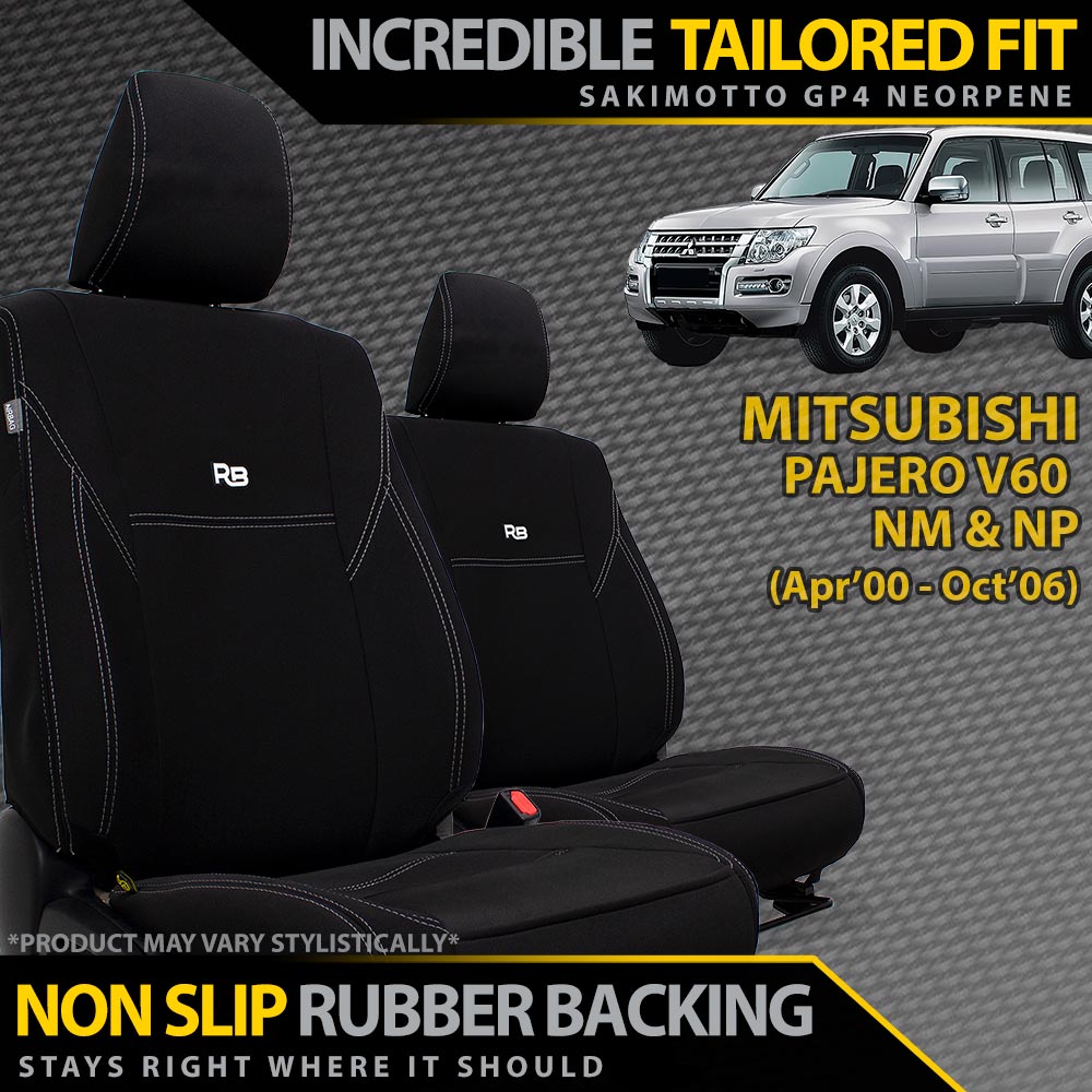 Mitsubishi Pajero V60 Neoprene 2x Front Seat Covers (In Stock)-Razorback 4x4