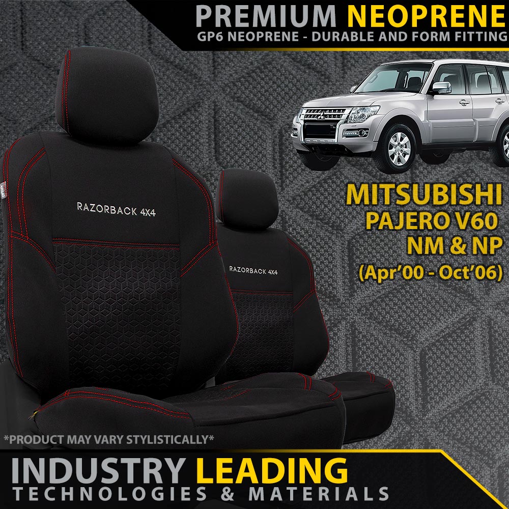 Mitsubishi Pajero V60 Premium Neoprene 2x Front Seat Covers (Made to Order)-Razorback 4x4