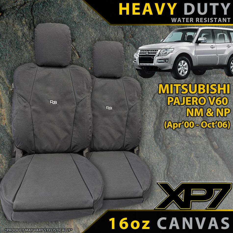 Mitsubishi Pajero V60 Heavy Duty XP7 Canvas 2x Front Seat Covers (Made to Order)-Razorback 4x4