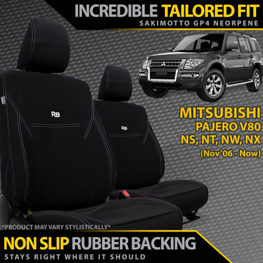 Mitsubishi Pajero V80 Neoprene 2x front row seat covers (Made to Order)-Razorback 4x4