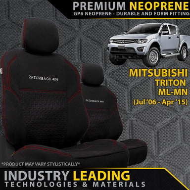 Mitsubishi Triton MN/ML Premium Neoprene 2x Front Seat Covers (Made to Order)-Razorback 4x4