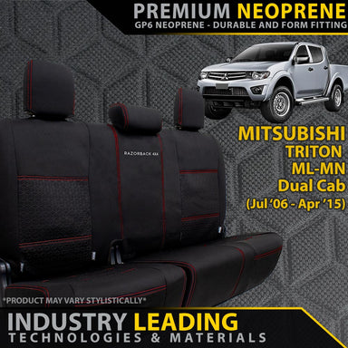 Mitsubishi Triton MN/ML Premium Neoprene Rear Row Seat Covers (Made to Order)-Razorback 4x4