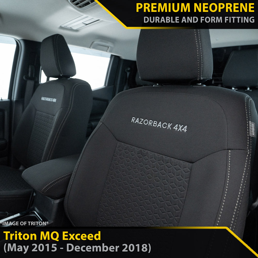 Mitsubishi Triton MQ Exceed Premium Neoprene 2x Front Row Seat Covers (Made to Order)-Razorback 4x4