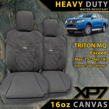 Mitsubishi Triton MQ (Leather Seats) Heavy Duty XP7 Canvas 2x Front Row Seat Covers (Made to Order)-Razorback 4x4