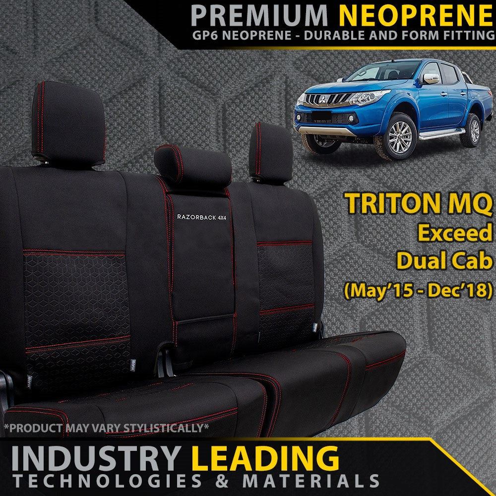 Mitsubishi Triton MQ Exceed Premium Neoprene Rear Row Seat Covers (Mad — Razorback 4x4