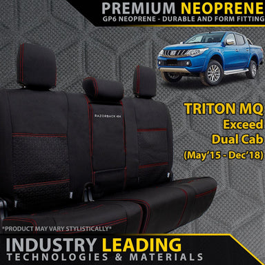 Mitsubishi Triton MQ (Leather Seats) Premium Neoprene Rear Row Seat Covers (Made to Order)-Razorback 4x4