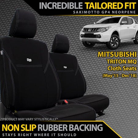Mitsubishi Triton MQ Neoprene 2x Front Row Seat Covers W/O Pockets (In Stock)-Razorback 4x4