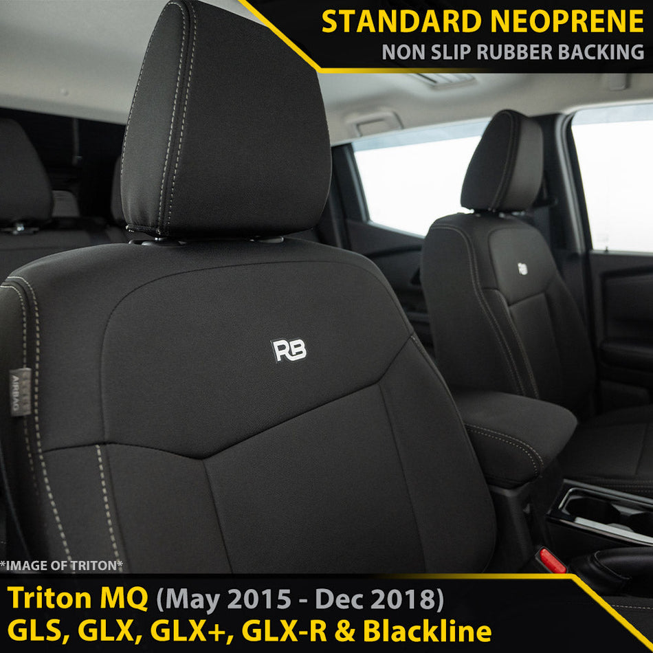 Mitsubishi Triton MQ Neoprene 2x Front Seat Covers (Available)-Razorback 4x4