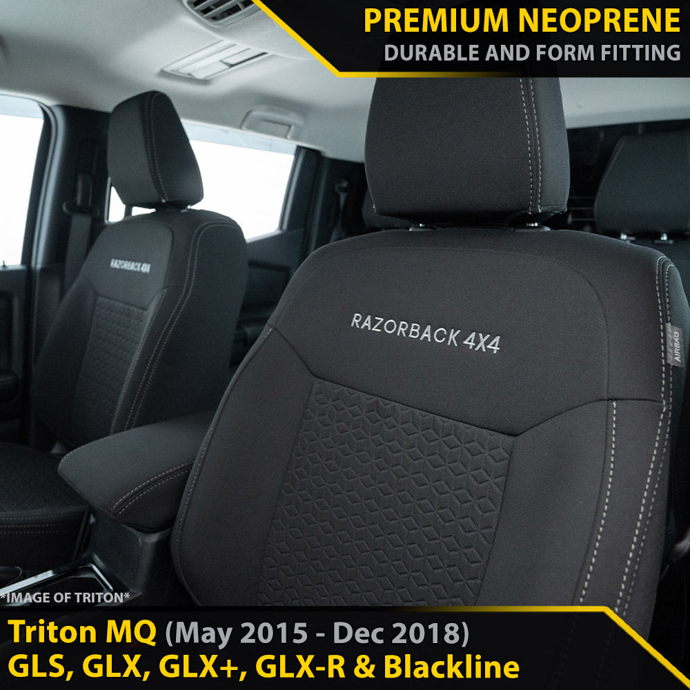 Mitsubishi Triton MQ Premium Neoprene 2x Front Seat Covers (Made to Order)-Razorback 4x4