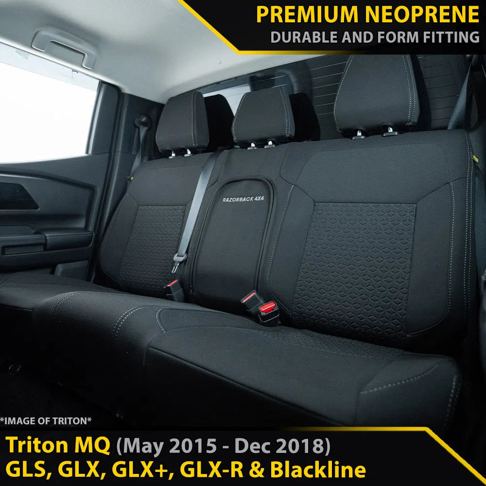 Mitsubishi Triton MQ Premium Neoprene Rear Row Seat Covers (Available)-Razorback 4x4