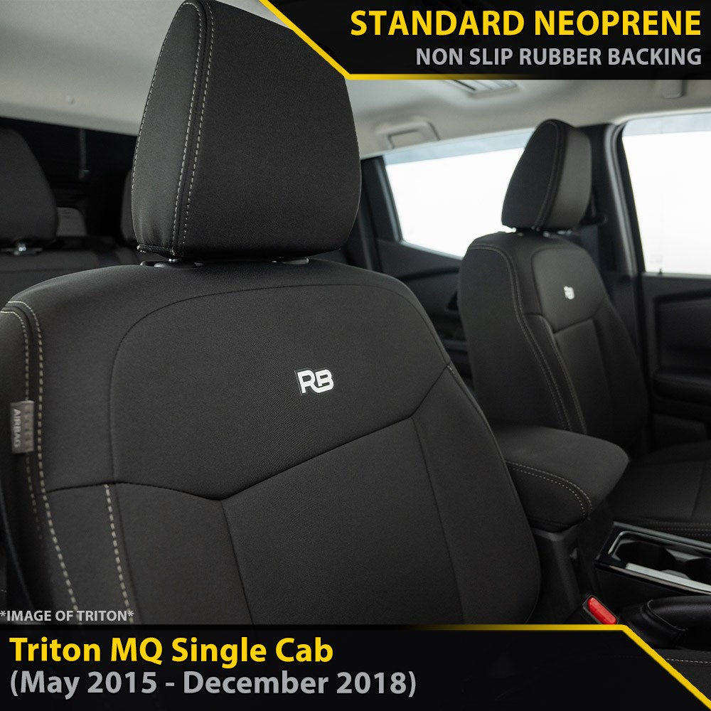 Mitsubishi Triton MQ Single Cab GP4 Neoprene 2x Front Row Seat Covers (Made to Order)-Razorback 4x4