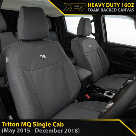 Mitsubishi Triton MQ Single Cab XP7 Heavy Duty Canvas 2x Front Seat Covers (Made to Order)-Razorback 4x4