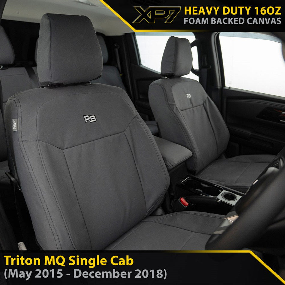 Mitsubishi Triton MQ Single Cab XP7 Heavy Duty Canvas 2x Front Seat Covers (Made to Order)-Razorback 4x4
