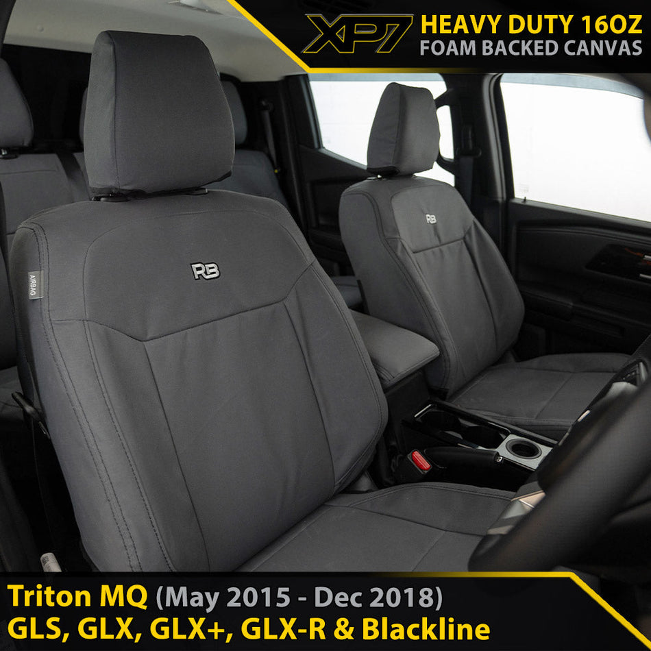 Mitsubishi Triton MQ XP7 Heavy Duty Canvas 2x Front Seat Covers (In Stock)-Razorback 4x4