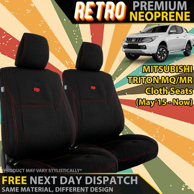 Mitsubishi Triton MQ/MR Retro Premium Neoprene 2x Front Seat Covers (In Stock)-Razorback 4x4