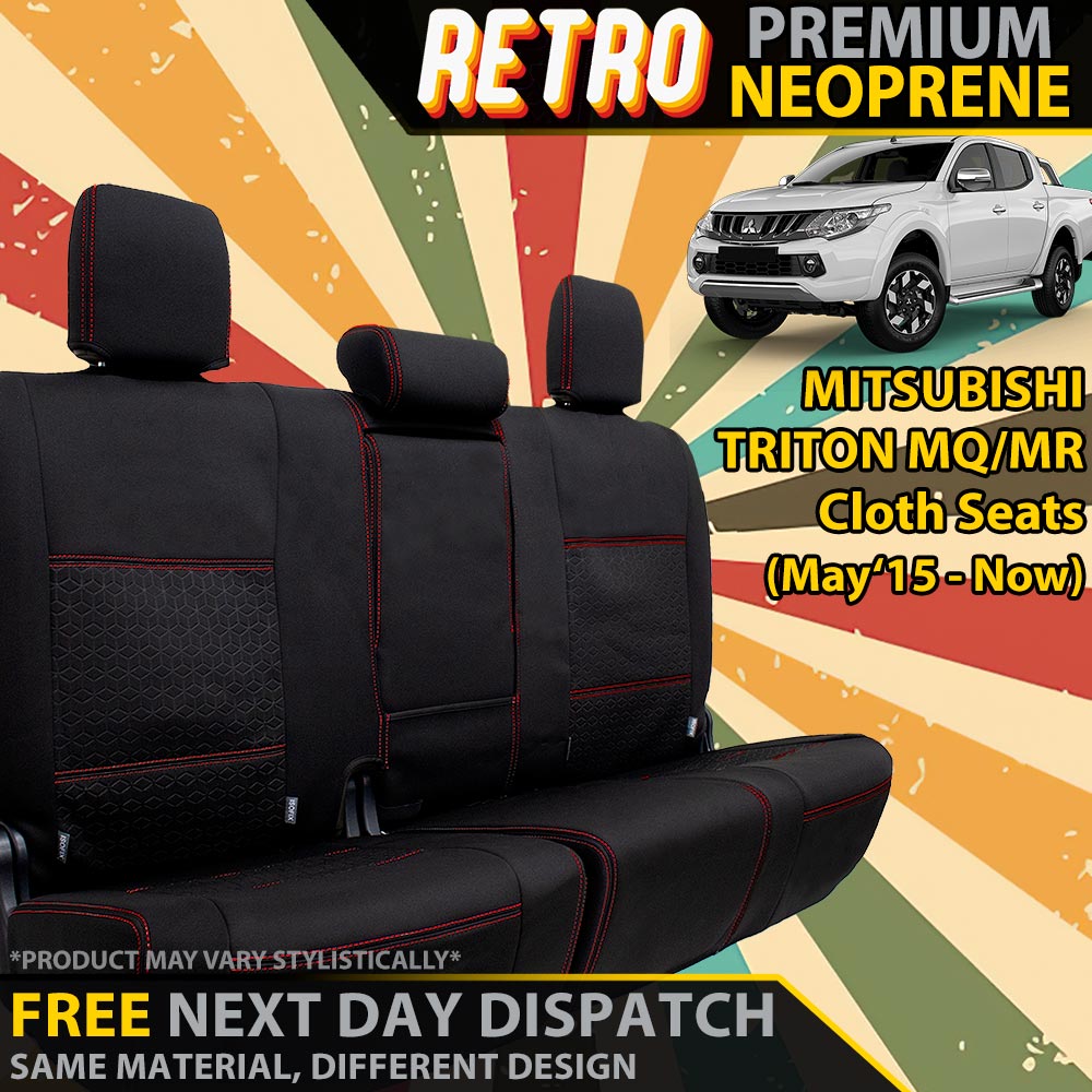Mitsubishi Triton MQ/MR Retro Premium Neoprene Rear Row Seat Covers (In Stock)-Razorback 4x4