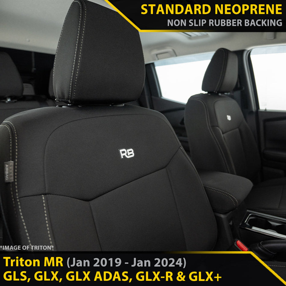 Mitsubishi Triton MR Neoprene 2x Front Row Seat Covers (Available)-Razorback 4x4