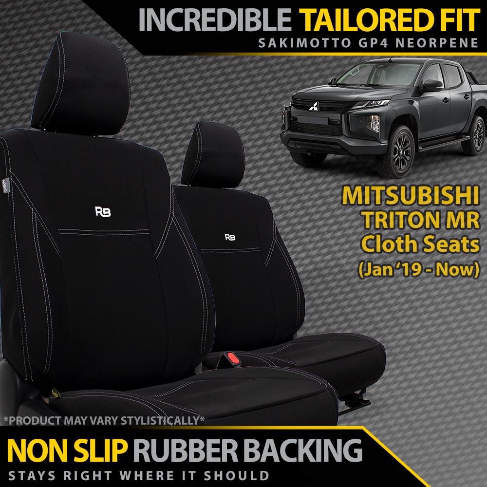 Mitsubishi Triton MR Neoprene 2x Front Row Seat Covers W/O Pockets (In Stock)-Razorback 4x4