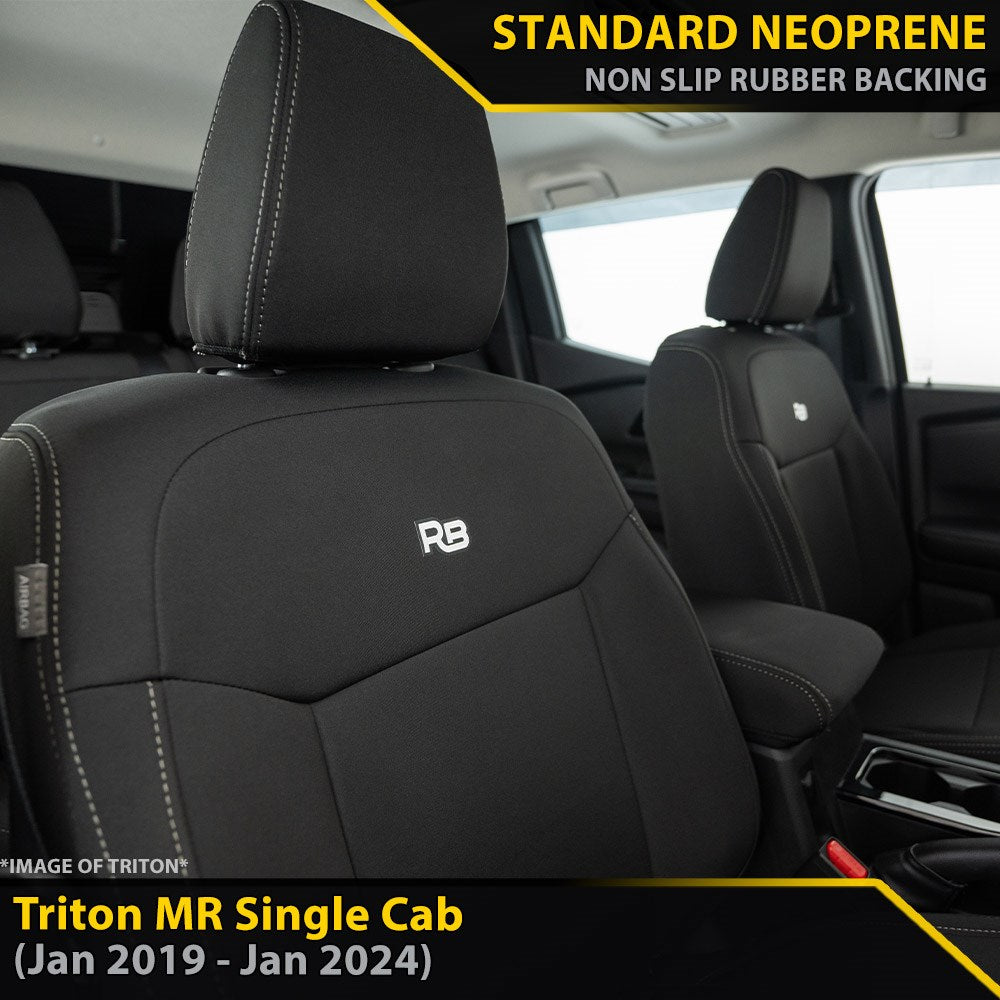 Mitsubishi Triton MR Single Cab GP4 Neoprene 2x Front Row Seat Covers (Made to Order)-Razorback 4x4