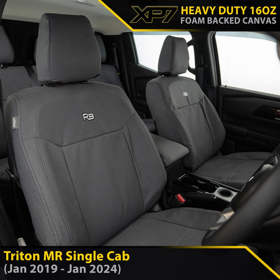 Mitsubishi Triton MR Single Cab XP7 Heavy Duty Canvas 2x Front Seat Covers (Made to Order)-Razorback 4x4